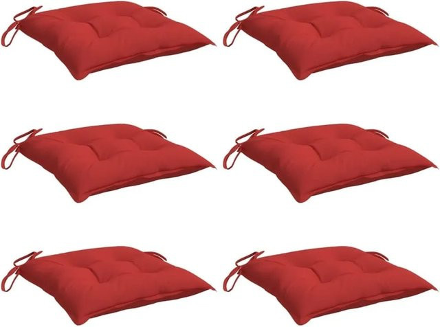 6er Set vidaXL Stuhlkissen aus Oxford-Gewebe in Rot, wasserabweisend und atmungsaktiv, B/T/H: 40 x 40 x 7 cm - Bild 1