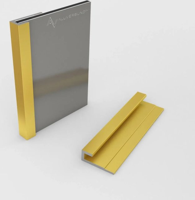Aluverbund24 Abschlussprofil für Alu-Verbundplatten aus Aluminium, Gold-Eloxiert, Länge: 100 cm - Bild 1