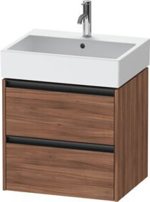 Duravit Waschtischunterschrank Ketho.2 in Nussbaum Natur mit 2 Schubladen, wandhängend, B: 58,4 cm, T: 46 cm, H: 54,9 cm - Bild 1