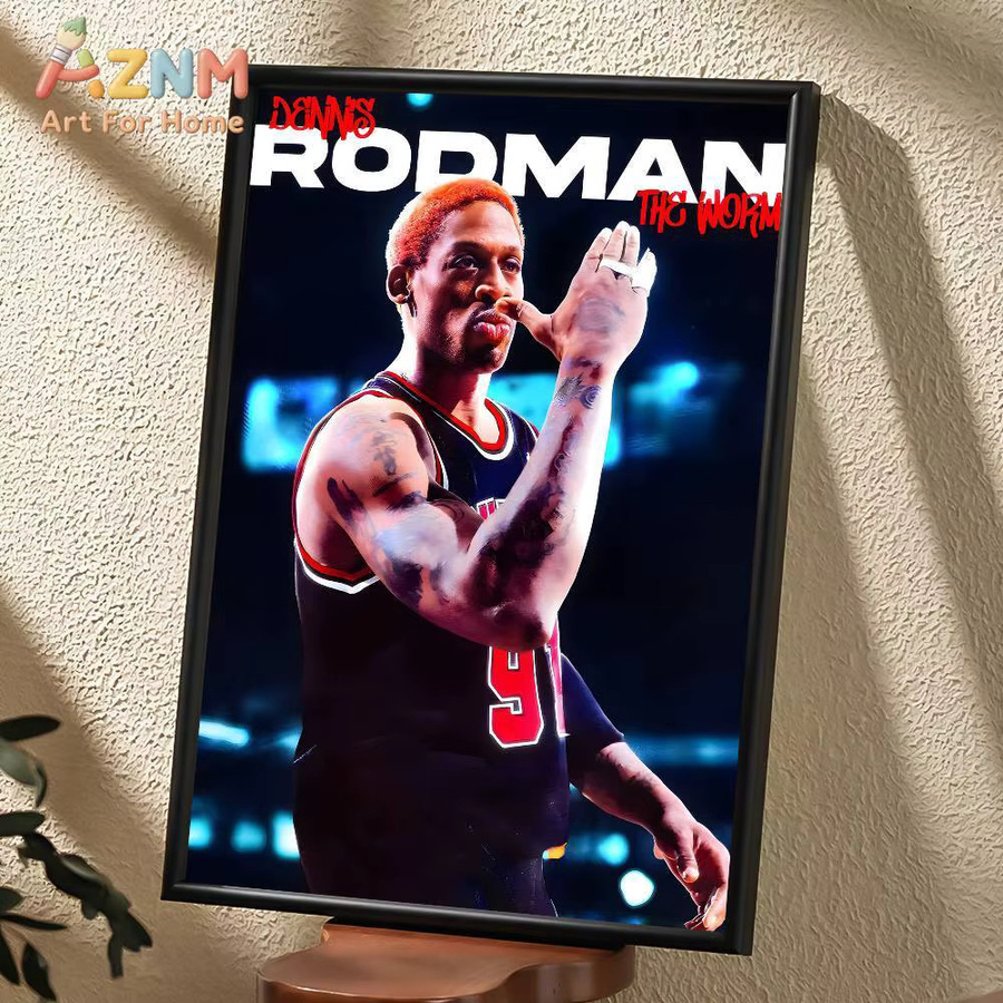 Kayou Basketball-Star Dennis Rodman Poster, selbstklebende Wanddekoration in Mehrfarben, rechteckiges HD-Kunst Poster aus Papier - Bild 6