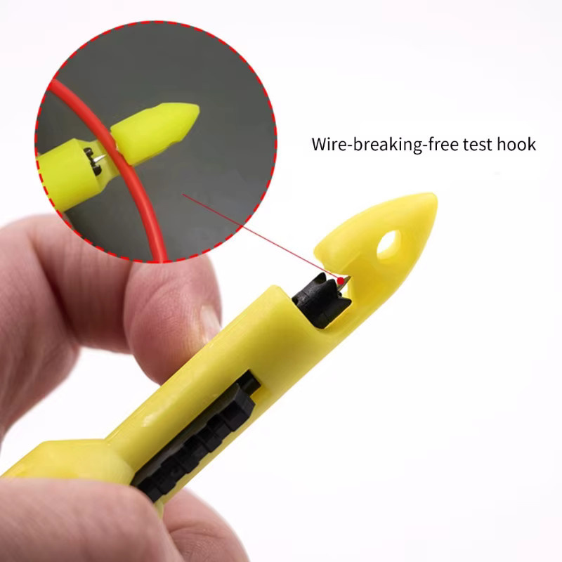 EQZ 2er-Set Isolierung Draht Piercing Punktion Sonde Test Haken Clip mit 2mm und 4mm Buchse in Gelb - Bild 3
