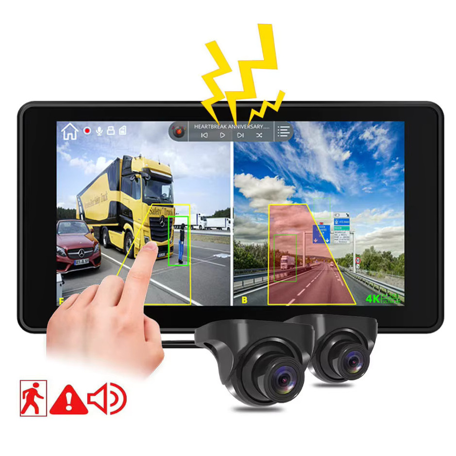 QXNY 7-Zoll LKW Toterwinkel-Erkennungssystem mit AHD 1080P Rückfahrkamera, BSD-Alarm und DVR Videorecorder in Schwarz - Bild 2