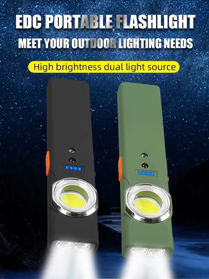 KDULIT Multifunktionale magnetische Arbeitsleuchte, wiederaufladbare Mini-Taschenlampe mit Dual-Lichtquelle und RGBW-COB-LED, Schwarz - Bild 4