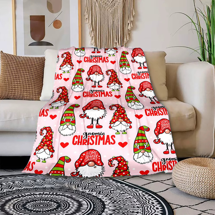 Gemütliche Flanelldecke mit Weihnachtszwerg Motiv aus Polyester für Erwachsene - Bild 4