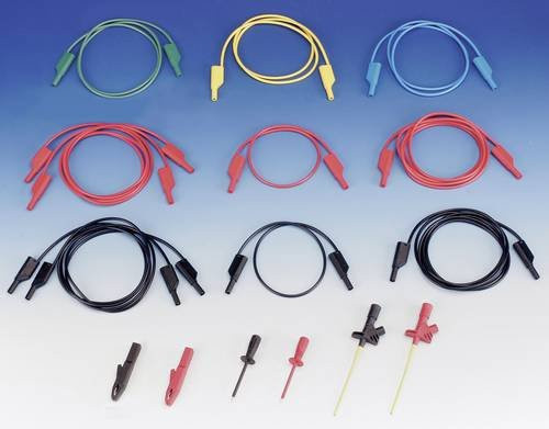 Hirschmann Test & Measurement Sicherheits-Messleitungs-Set mit 4mm Lamellenstecker, Farben: Schwarz, Rot, Gelb, Grün, Blau und Multicolour, Länge: 1,00 m - Bild 1