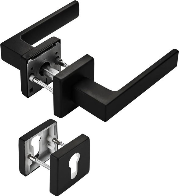 SO-TECH Türdrückergarnitur CUBE in Schwarz Matt mit Rosette und Profilzylinder aus Aluminium - Bild 1