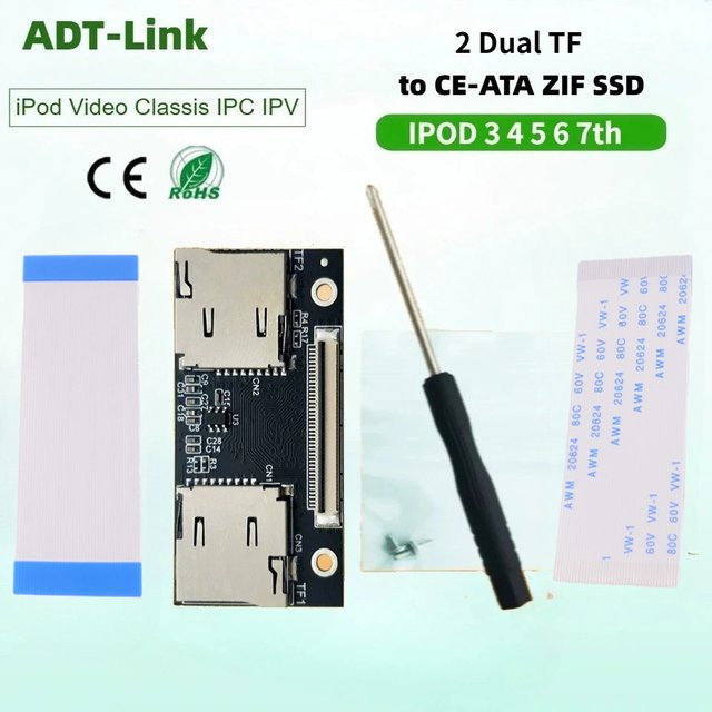 SPEEDIER Dual TF zu CE ZIF Adapter für Dual 2 TF SSD Kartenkonverter in Schwarz - Bild 1
