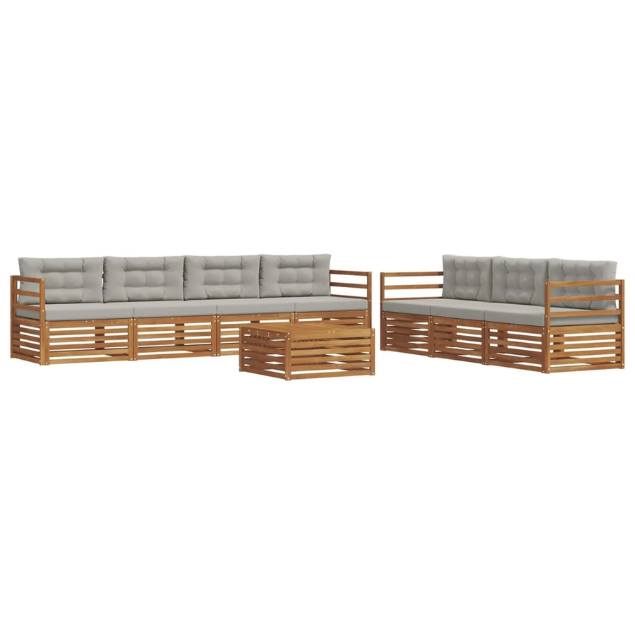 vidaXL Outdoor-Sofagarnitur 8-teilig aus Akazienholz mit Kissen in Beige und Grau - Bild 2