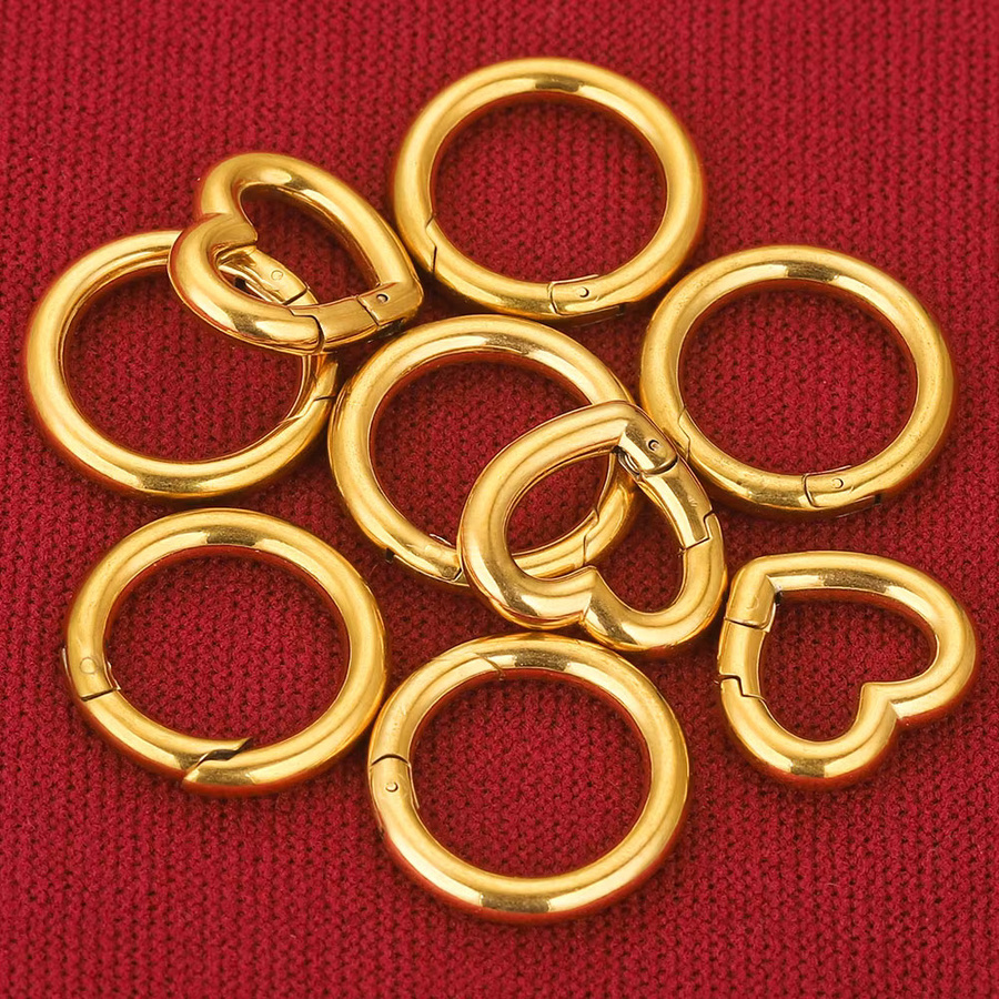 Alisaya Karabinerverschluss, Herz, runder Ring, Edelstahl, Unisex - Bild 3