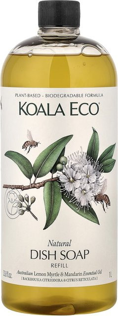 Koala Eco Natürlicher Geschirrspülmittelreiniger Nachfüllpackung mit ätherischen Ölen Australische Zitronenmyrte und Mandarine 1 l White - Bild 1