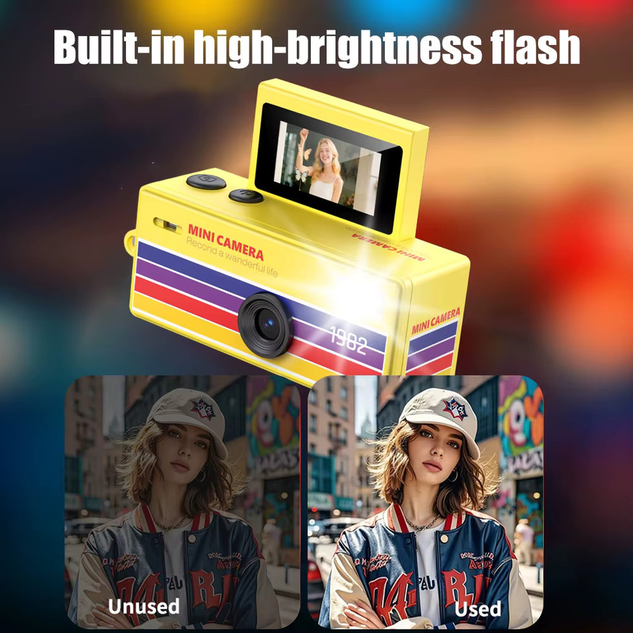 Ourlife Digitalkamera mit 180 Grad Flip-Screen als Selfie-Schlüsselanhänger in Weiß, kompakte HD Videokamera und Videorekorder mit Speicherkartenunterstützung - Bild 2