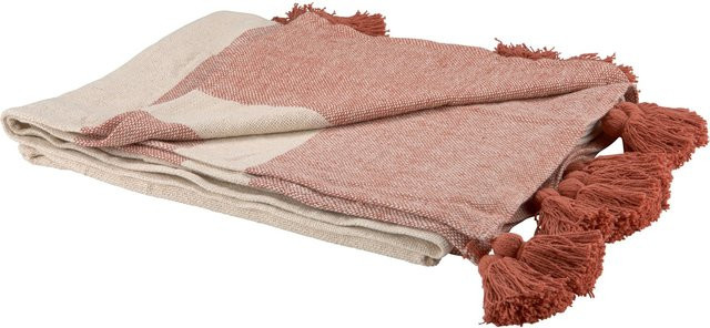 Baumwoll-Decke Ancient Secrets in Off-White-Terracotta, B: 140 cm, T: 180 cm - Bild 1