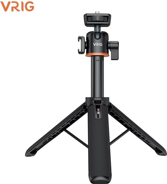 VRIG Stativständer Selfie Stick TP-08 TP-06 aus Aluminiumlegierung in Schwarz mit 1/4 Zoll Schraube, Kaltschuhhalterung und 360 Grad Drehung, Tragfähigkeit 1,5 kg - Bild 1