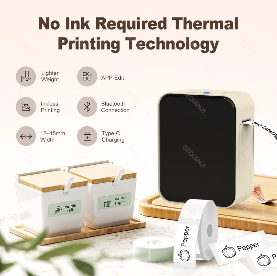 GZQIANJI Mini Smart Thermo-Etikettendrucker P15 D110 Bluetooth Tintenloser Sticker Maker für DIY und Markierungen - Bild 4