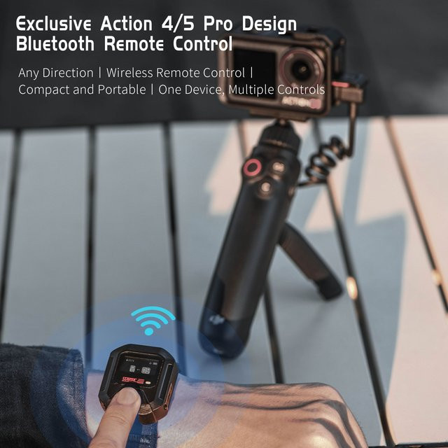 DJI Bluetooth-Fernbedienung mit integriertem GPS für Osmo Action 6, Action 5 Pro und Action 4 in Schwarz inklusive Handschlaufe und Fahrradhalterung - Bild 1