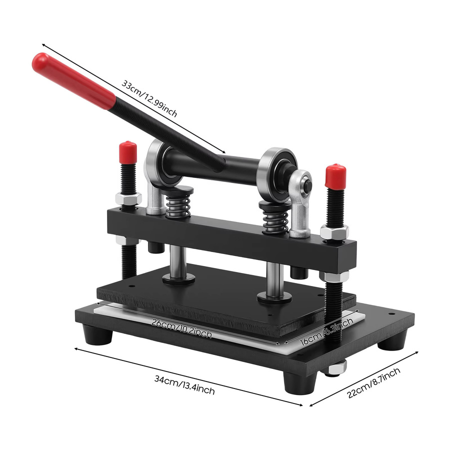 Hochleistungs-2-Tonnen-Hand-Lederschneidemaschine als verstellbare Stanzpresse in Schwarz mit einer Arbeitsplatte von 26 x 16 cm, 26,9 cm Vorschubbreite und 15 mm Hub für Leder, Stoff, Silikon und Papier - Bild 8