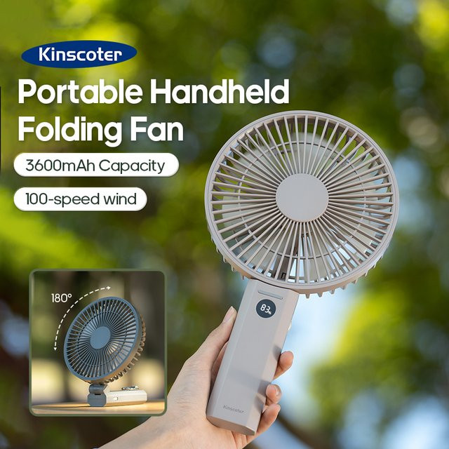 Kinscoter Tragbarer Handventilator in Grün, Wiederaufladbarer Desktop-Ventilator mit 100 Geschwindigkeitsstufen, LED-Anzeige und Lichtfunktion - Bild 1