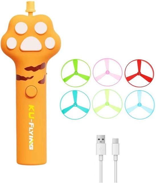 Binchi Elektrisches Katzen-Flugscheiben-Spielzeug, orange, 6 Flugscheiben - Bild 1