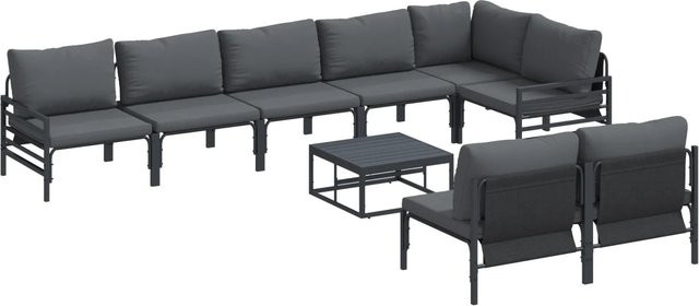 vidaXL Garten-Sofa-Set 9-teilig aus Stahl in Anthrazit - Bild 1