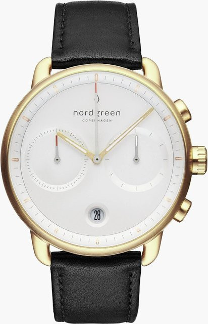 Nordgreen Herrenuhr Pioneer Chronograph, Quarz, Edelstahl, 42 mm, Leder - Bild 1