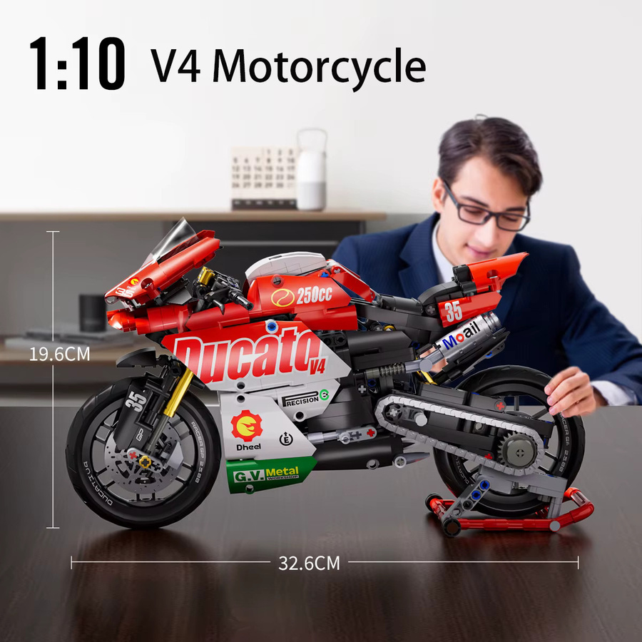 Ducati Technischer V4 Motorrad-Bausatz, Rennmotorrad-Bausteine - Bild 3