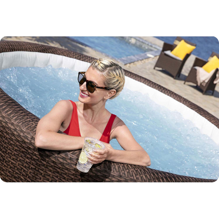 Bestway LAY-Z-SPA Bali aufblasbarer Whirlpool mit AirJet Technologie für 7 Personen in Braun, Durchmesser: 216 cm, Höhe: 71 cm - Bild 5