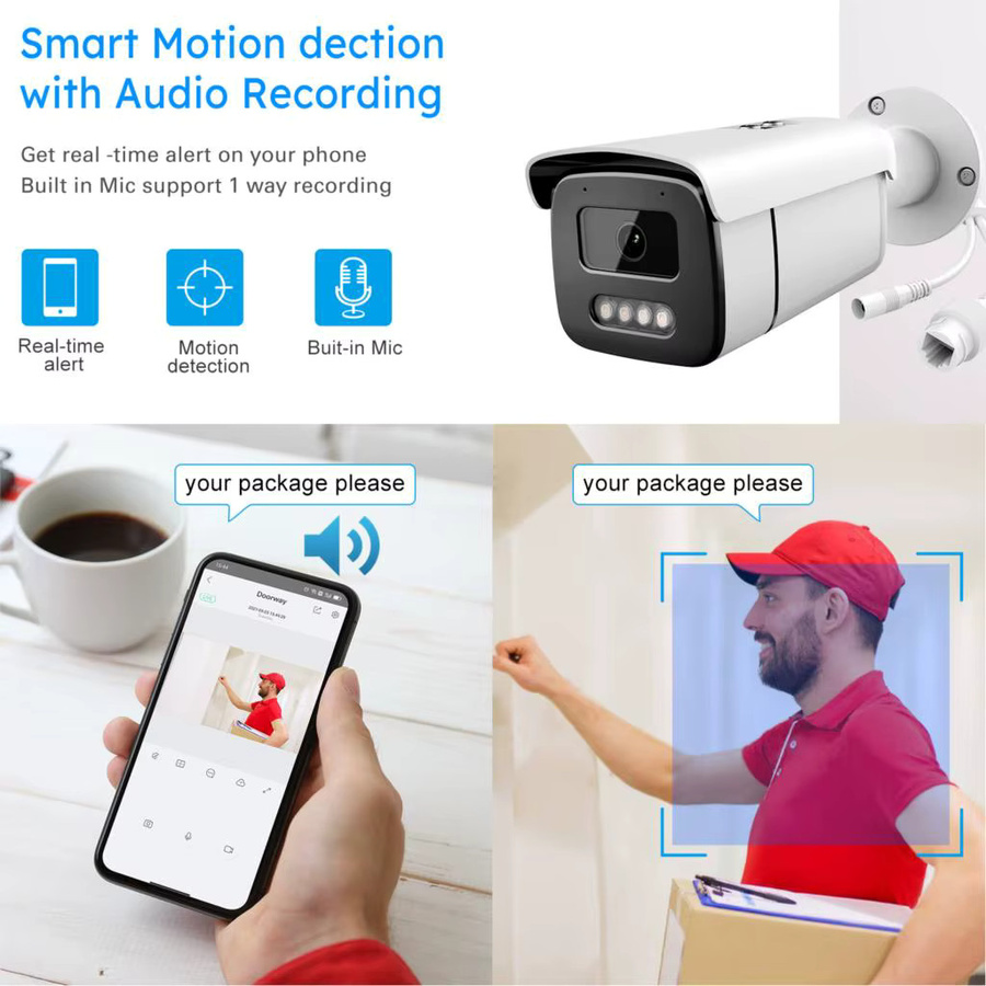 Ziksecu ColorVu PoE IP-Überwachungskamera mit 4K 5MP 8MP Auflösung, integriertem Mikrofon und 24/7 Farbüberwachung in Weiß - Bild 4
