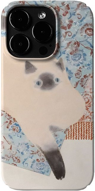 Handyhülle mit Vintage Siamkatze Ölgemälde Design von TROPLET in Multicolour für iPhone 11 bis iPhone 17 Pro Max Plus - Bild 1