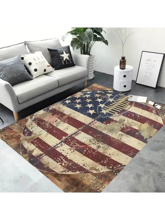 Arpets American Football Teppich im Vintage Art Deco Design als rutschfeste Bodenmatte für Wohnzimmer, Schlafzimmer oder Badezimmer - Bild 2
