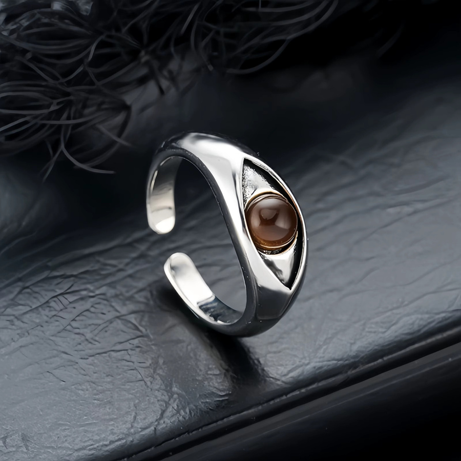 LENNIK Retro-Ring Horusauge, versilbertes Kupfer, Unisex - Bild 5