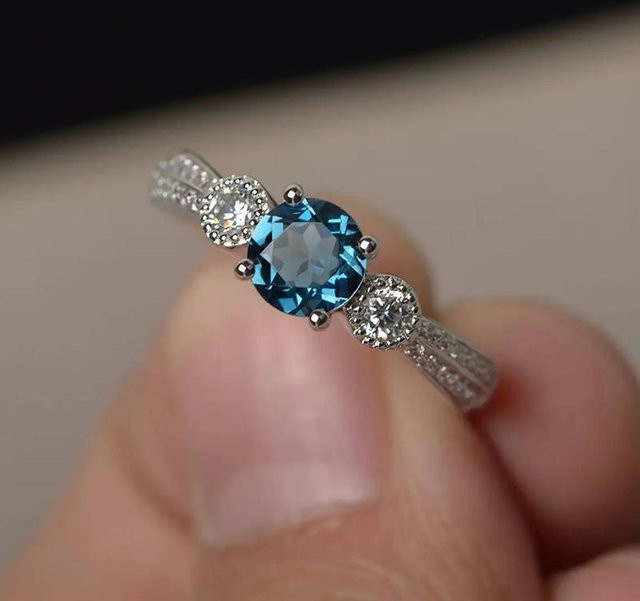 YIRAN Jewelry Ring, Kupfer, Blau Zirkonia, Damen - Bild 1