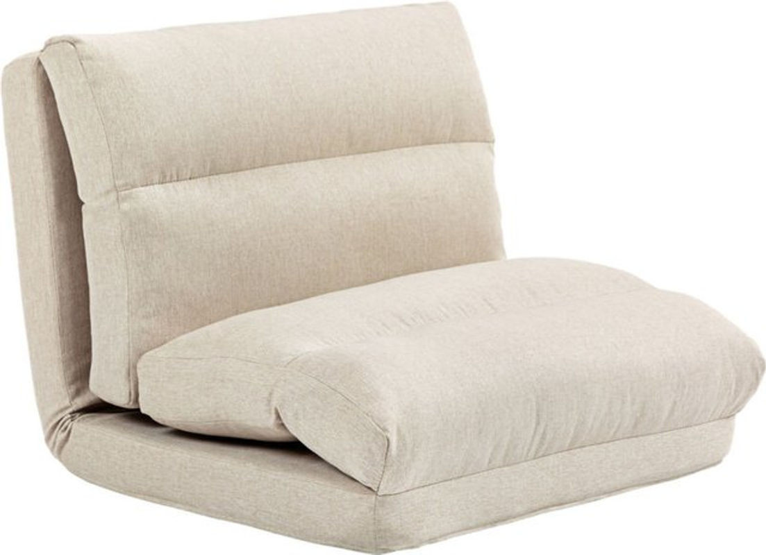 HOMCOM Bodenstuhl Bodensessel mit 6-stufig verstellbarer Rückenlehne, klappbarer Meditationsstuhl in Leinenoptik, gepolstertes Bodensofa, Beige - Bild 1