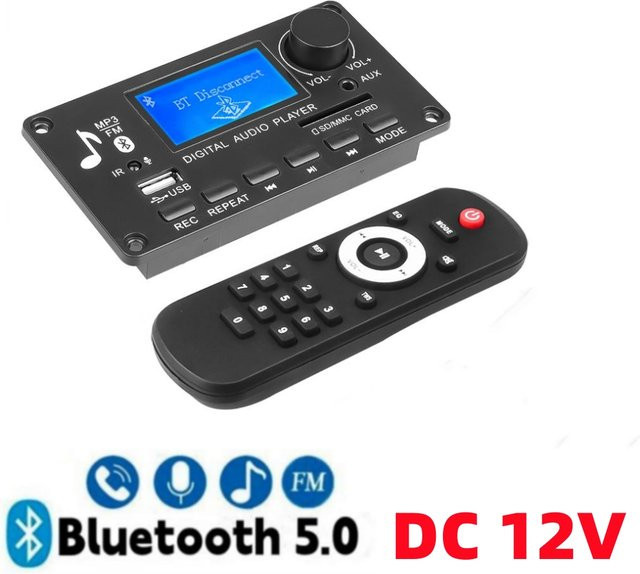 Kebidu Bluetooth 5.0 MP3-Decoderplatine mit USB, TF, FM und AUX für DIY Audio-Systeme, Schwarz - Bild 1