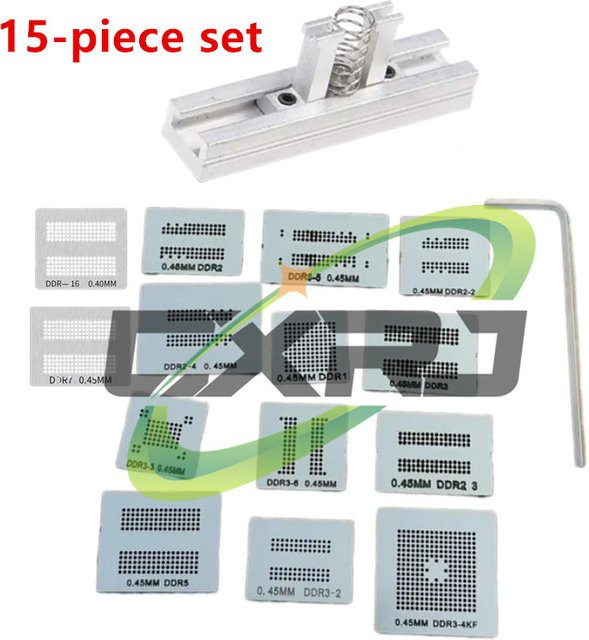 BGA Reballing Schablonen Vorlage Halter Jig für DDR1 DDR2 DDR3 DDR5 GDDR5 zur Reparatur und zum Schweißen in Silber - Bild 1