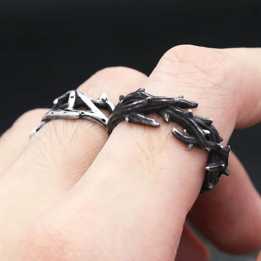 NORTHMAN Ringe, Edelstahl, Dornen, Silber, Unisex - Bild 2