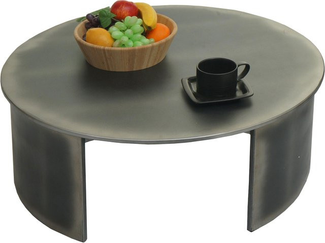 Couchtisch MCW-L74 Industrial Design, rund, Farbe: Grau, Durchmesser: 80 cm, Metall-Optik gebürstet - Bild 1