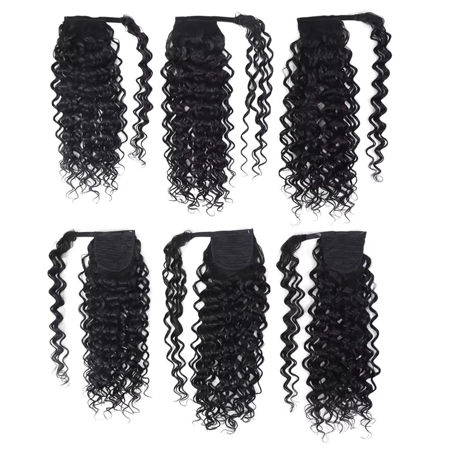 Rebecca Beauty Wasserwellen-Pferdeschwanz-Extensions, Echthaar, Schwarz, Unisex - Bild 3