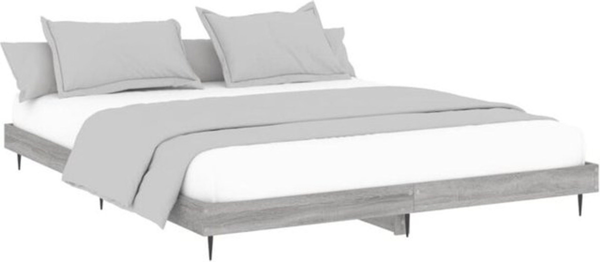 Vidaxl Doppelbett Bettgestell ohne Matratze in Grau aus Holzwerkstoff und Metall B/T/H: 160 x 200 cm - Bild 1
