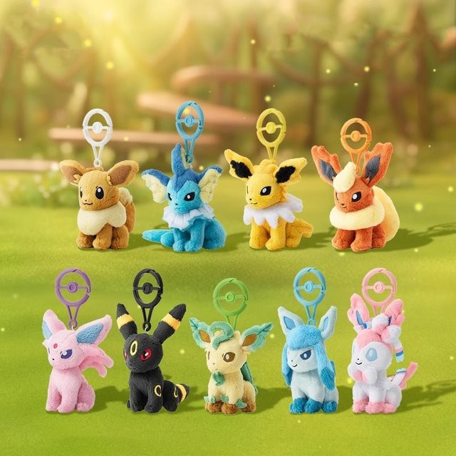 Pokémon Plüsch-Schlüsselanhänger, Spirit Ball-Design, Evee - Bild 1