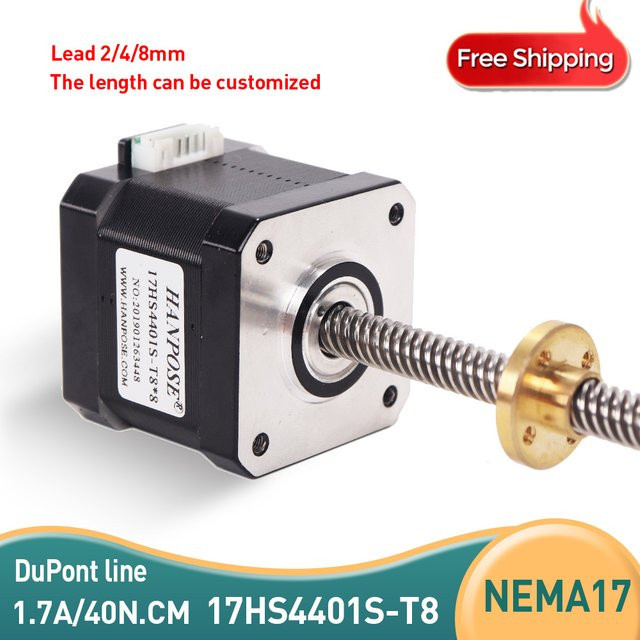 HANPOSE Nema17 Trapezgewindeschraube mit Copper1.8d Mutter für 3D Drucker Schrittmotoren, Farbe: Silber - Bild 1
