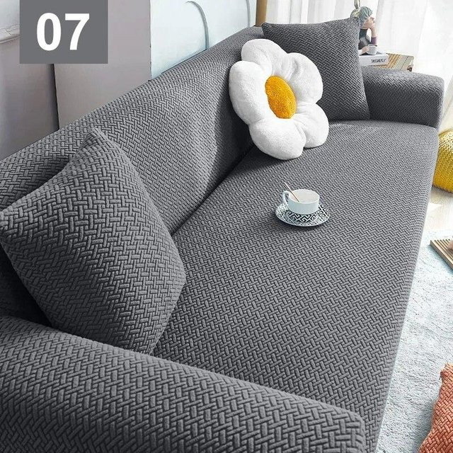 Yifulin Jacquard Sofabezug für 3-Sitzer, elastischer Stretch-Couchbezug in Grau, Breite: 190-230 cm - Bild 1