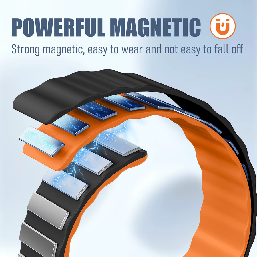 Uhrenarmband Silikon, Magnetisch, Schwarz, Unisex - Bild 3