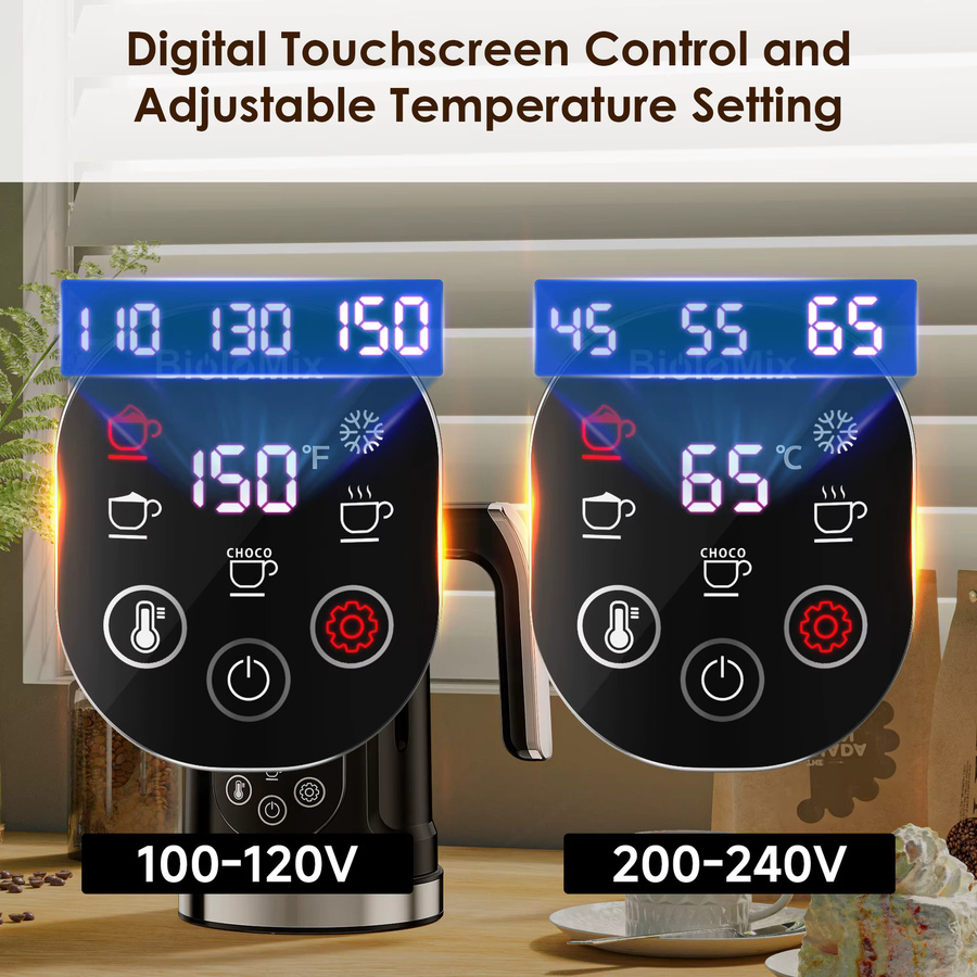 BioloMix 5-in-1 Milchaufschäumer mit LED-Touchscreen in Schwarz für Latte und Kaffee als Heiß- und Kaltschaumbereiter - Bild 3