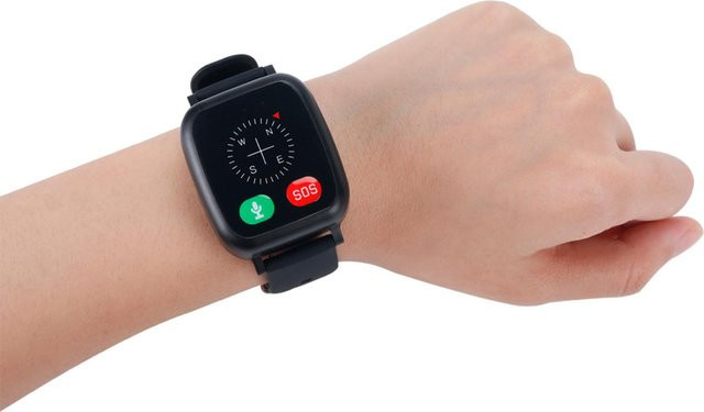 Kinder GPS Smartwatch in Schwarz mit Herzfrequenzmessung, Temperaturanzeige, Schrittzähler, SOS-Funktion, IP67 Wasserdichtigkeit und Zwei-Wege-Anruffunktion - Bild 1