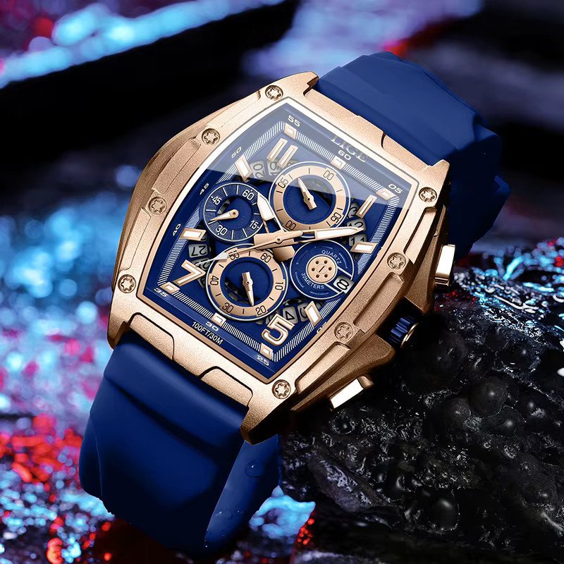 LIGE Chronograph, Silikon, Blau, Herren - Bild 2