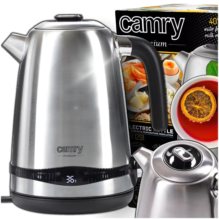 Camry Wasserkocher aus Edelstahl mit LCD-Anzeige und Temperaturregelung, Silber, 1,7 l - Bild 3
