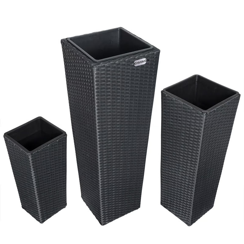 CASARIA Polyrattan Blumentopf 3er-Set Schwarz - Bild 3