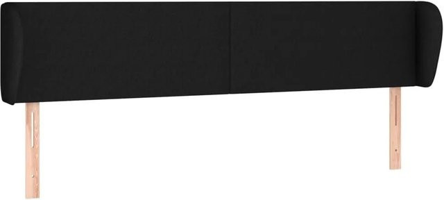 vidaXL Kopfteil mit Ohren in Schwarz aus Stoff, Breite: 183 cm, Tiefe: 23 cm, Höhe: 78 bis 88 cm - Bild 1