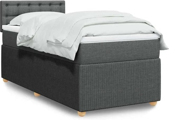 vidaXL Boxspringbett Hybrid mit Matratze Dunkelgrau B: 90 cm, T: 190 cm - Bild 1