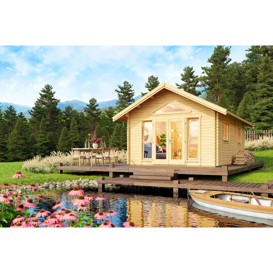 Lasita Gartenhaus Caroline Maja in braun mit Satteldach, B/H/T: 489,9 x 330,6 x 675 cm - Bild 2